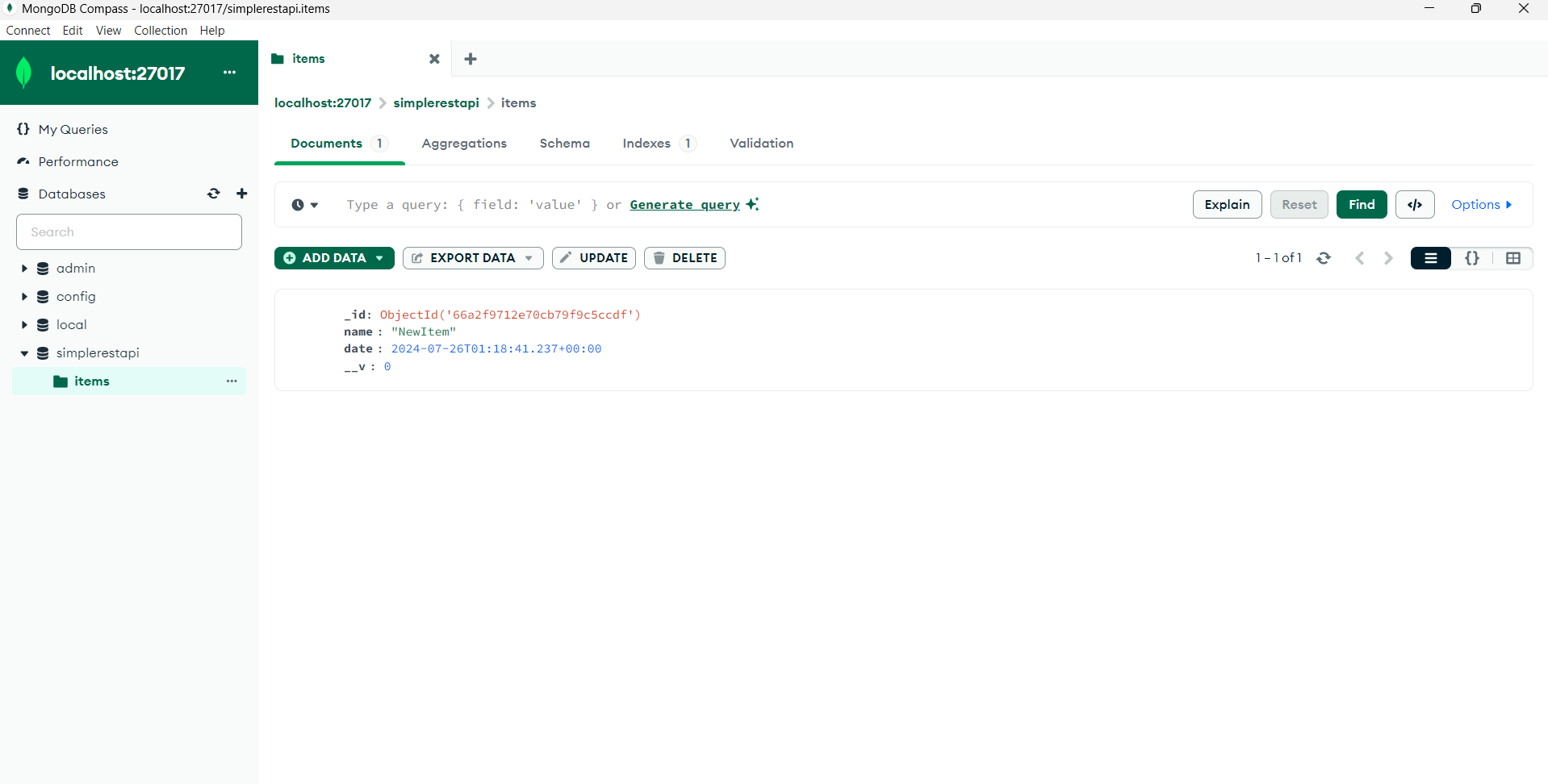 REST API Screenshot